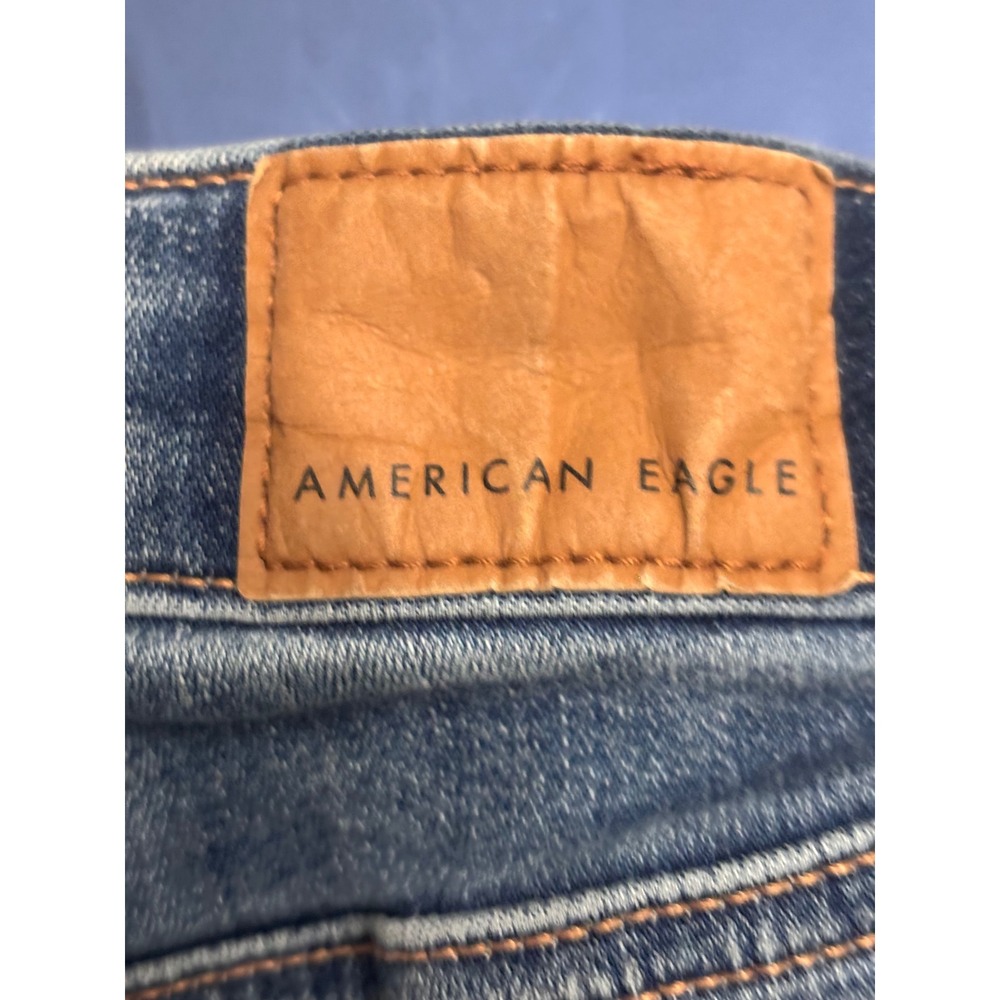 American Eagle Super High-Rise Flare Jeans Medium Wash Utility Patch Pocket 2S - Picture 6 of 10